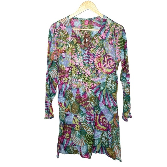 NWT Raj Floral Embroidered Boho Tunic Cover Up Multicolor Medium - Picture 10 of 14